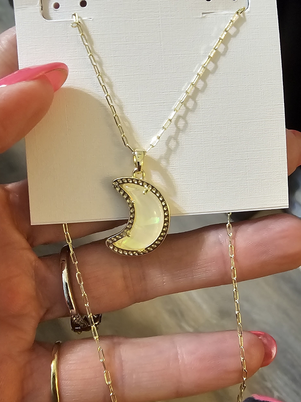 Kendra Scott Gold Moon Pendant Necklace with Opalescent Inlay